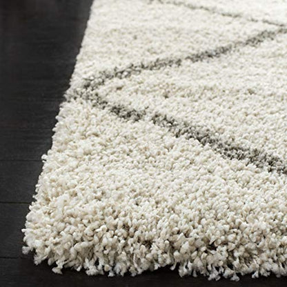 SAFAVIEH Hudson Shag Collection Area Rug - 6' x 9', Ivory & Grey, Modern Diamond Trellis Design, Non-Shedding & Easy Care, 2-inch Thick Ideal for High Traffic Areas in Living Room, Bedroom (SGH281A)