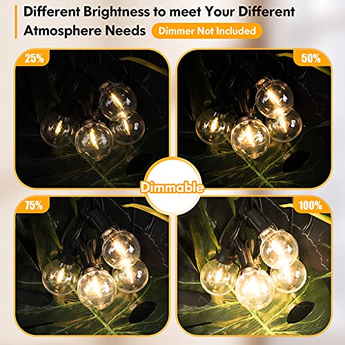 100FT LED Outdoor String Lights Patio Light with 52 Shatterproof G40 Dimmable, view 5