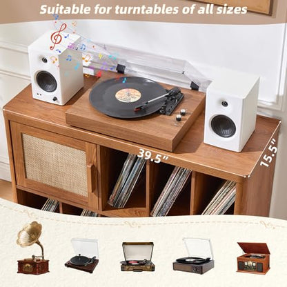Large Record Player Stand with Vinyl Storage Up to 450 Albums, view 7
