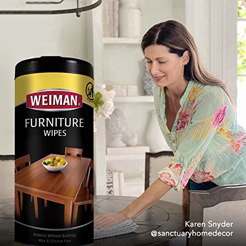 Wood Polish and Cleaning Wipes, For Furniture Cleaner, Protect from Watermarks, Stains & Aging, No Build-Up, UVX-15 Prevent Drying, Fading & Discoloration, 2 Pack with Microfiber Cloth