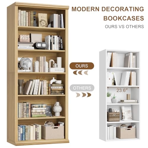 Bookcase and Bookshelves, 28" W Tall Bookshelf, Natural Oak, view 7