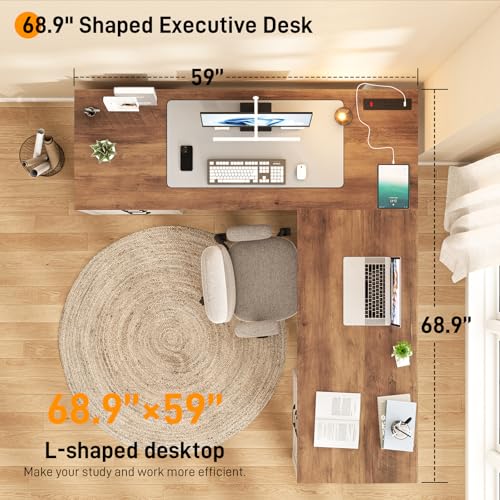 Farmhouse Home Office Desk with 6 Drawers, view 7