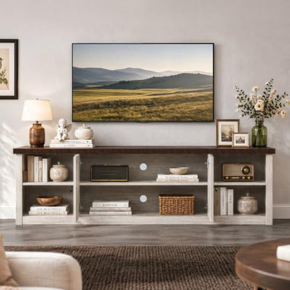 Farmhouse TV Stand with Storage Cabinet & Shelves for 65 Inch TVs, view 3