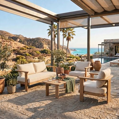 Kera 4-Seater Patio Furniture Set with Removable Cushion, view 5
