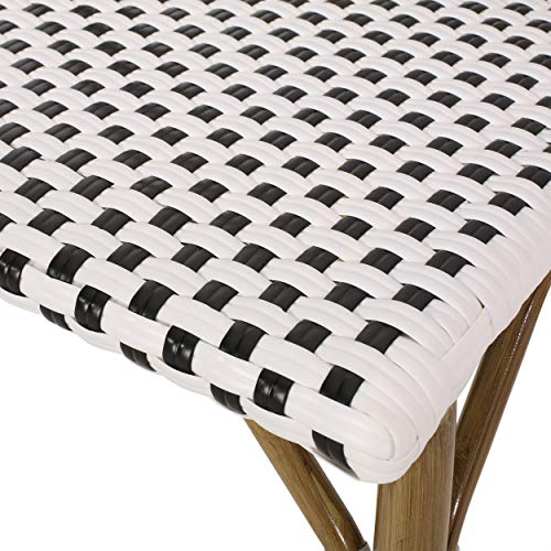 Philomena Outdoor French Bistro Chair (Set of 2), Black + White + Bamboo Print Finish