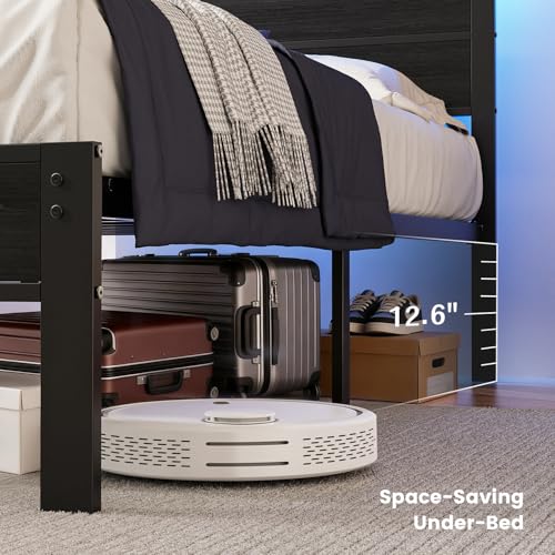 Twin Size Bed Frame with LED Lights and USB Charging Station, view 7