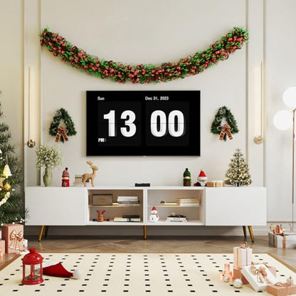 86" LED TV Stand, Modern Entertainment Center for 75" TV, White, view 4