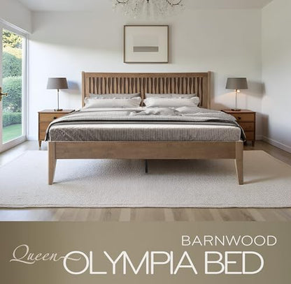 Queen Size Bed Frame with Headboard & Footboard Solid Wood Platform Bed, view 4