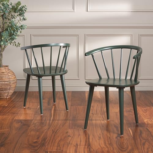 SAFAVIEH Furniture - Blanchard Side Chair Set of 4 - Garden Green - Solid Wood - Farmhouse Spindle Design - Ideal for Dining Room, Kitchen, Living Room, 18" Seat Height (AMH8512J-KIT2)