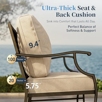 7 Piece Outdoor Patio Furniture Sets Metal Modern Outoor Patio Conversation Set with 5.75" Extra Thick Cushion for Deck Backyard