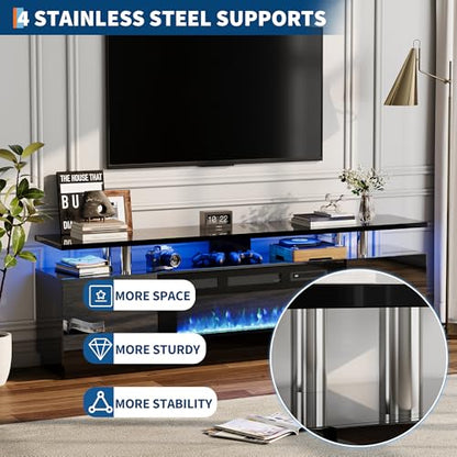 70'' Fireplace TV Stand, Entertainment Center with 36" Electric Fireplace, view 8