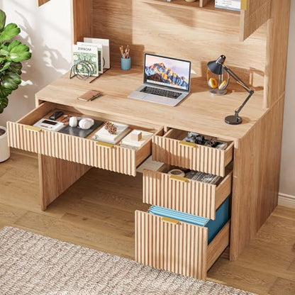 67" H Executive Desk with Fluted Drawers, 4 Drawers Fluted ComputerDesk, view 5