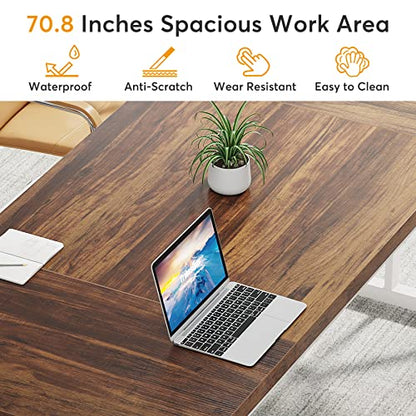 70.8-Inch Executive Desk, Large Computer Office Desk Workstation, view 7