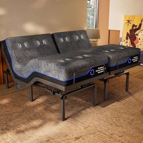 Split King Adjustable Bed Set, 3-Motor Adjustable Bed with Massage, view 2