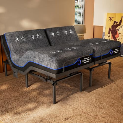 Split King Adjustable Bed Set, 3-Motor Adjustable Bed with Massage, view 2
