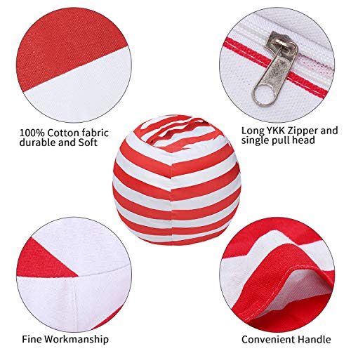 Stuffed Animal Storage Bean Bag Chair Cover, Cotton Canvas Beanbag with Zipper for Organizing Kid's and Adults Room 24" (Red)