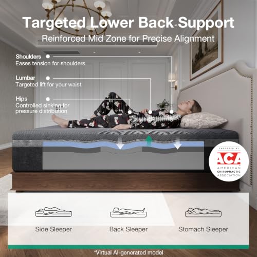 AiryFlow Graphene 14 Inch King Size Mattress, Cooling Memory Foam, view 5
