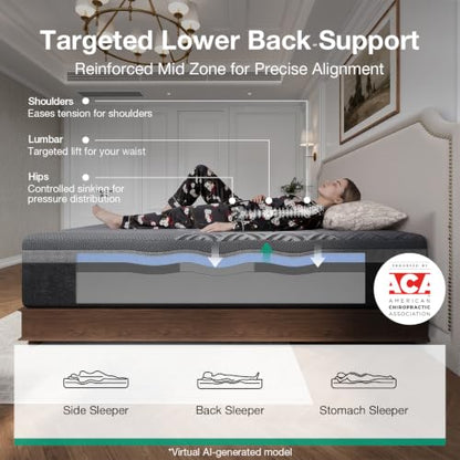 AiryFlow Graphene 14 Inch King Size Mattress, Cooling Memory Foam, view 5