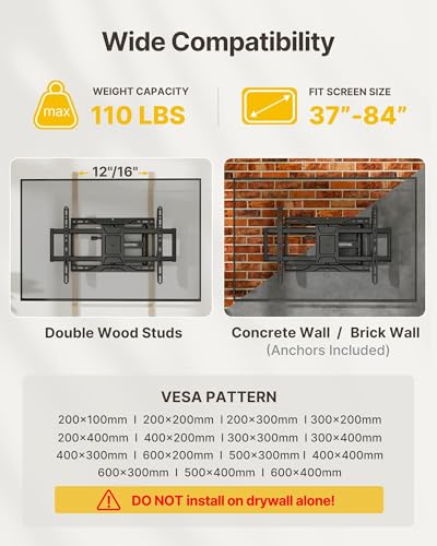 Full Motion TV Wall Mount for 37-84 Inch TVs, view 3