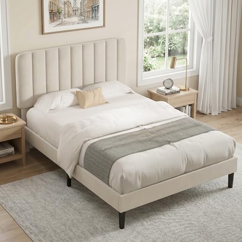 Queen Size Bed Frame with Upholstered Headboard, view 6