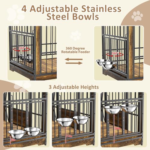 71 Inch Double Dog Crates Furniture for Large Dogs, view 6