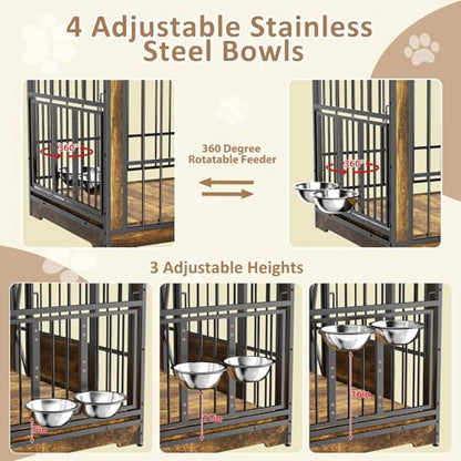 71 Inch Double Dog Crates Furniture for Large Dogs, view 6