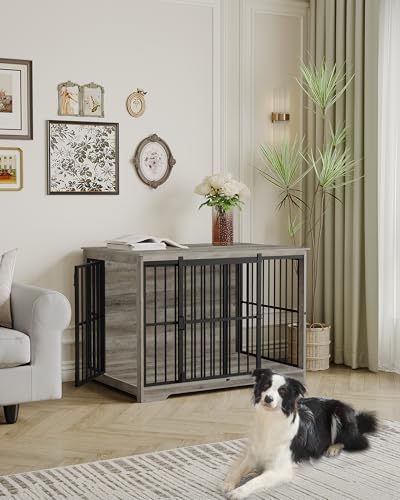 44.1" XL Dog Crate Furniture Indoor Dog Kennel with Barn Door, view 4