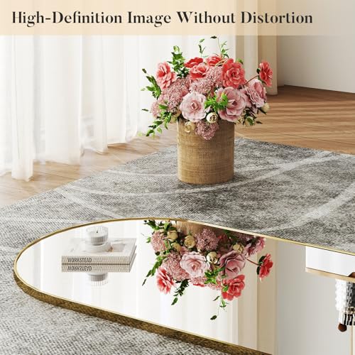 64"x21" Arched Full Length Floor Mirror, Full Body Mirror, Gold, view 5