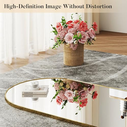 64"x21" Arched Full Length Floor Mirror, Full Body Mirror, Gold, view 5