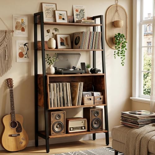 Record Player Stand, 5-Tier Turntable Stand with Charge Station, view 3