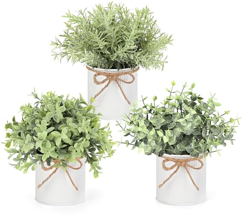 Fake Plants in Farmhouse Galvanized Metal Pots Table Centerpiece Rustic Home, view 2