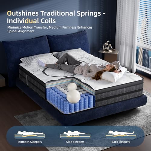Queen Mattress 12 Inch Hybrid Queen Size Mattress in a Box Medium Firm New, view 7