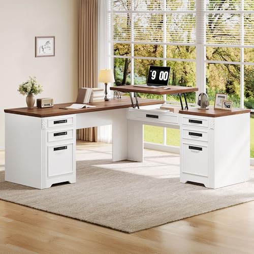 L Shaped Executive Desk with Lift Top & Drawers, view 5