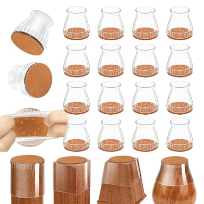 Chair Leg Floor Protectors, 24 Pack Silicone Furniture Pads for Hardwood Floors, Anti-Scratch Furniture Sliders Felt Pads, Noise-Reducing Chair Feet Covers, Table Legs Fit Sizes to(0.91" to 1.28")