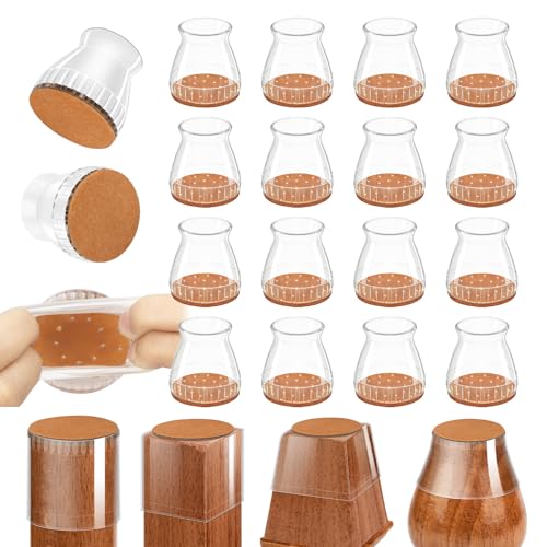 Chair Leg Floor Protectors, 24 Pack Silicone Furniture Pads for Hardwood Floors, Anti-Scratch Furniture Sliders Felt Pads, Noise-Reducing Chair Feet Covers, Table Legs Fit Sizes to(0.91" to 1.28")