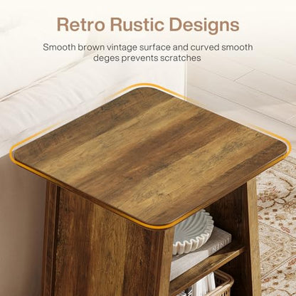 Tribesigns Farmhouse 3-Tier Bedside Table with Storage Shelves, 21.65" Wood Finish Nightstands for Bedroom, Rustic Style End Table for Small Spaces, Easy to Assemble (1)