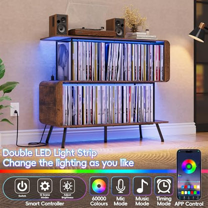 Record Player Stand with Vinyl Record Storage - 3-Tier Record Player Table, view 4