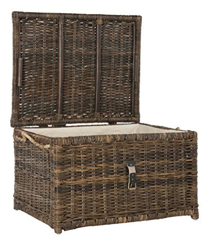 HPM9001B Caden 30" Wicker Storage Trunk, Collapsible for flat storage, Rattan-Sarang Buaya, Coastal for Office, Dorm Room-LivingRoom, Bedroom, Dining Room, Brown