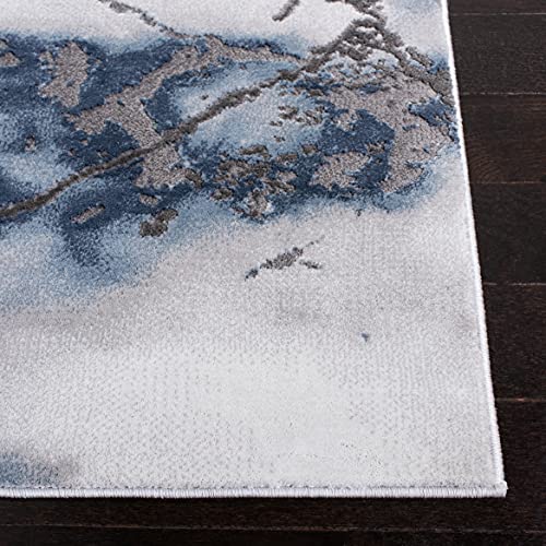 SAFAVIEH Craft Collection Area Rug - 8' x 10', Grey & Blue, Modern Abstract Design, Non-Shedding & Easy Care, Ideal for High Traffic Areas in Living Room, Bedroom (CFT877L)
