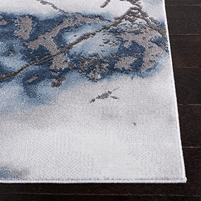 SAFAVIEH Craft Collection Area Rug - 8' x 10', Grey & Blue, Modern Abstract Design, Non-Shedding & Easy Care, Ideal for High Traffic Areas in Living Room, Bedroom (CFT877L)