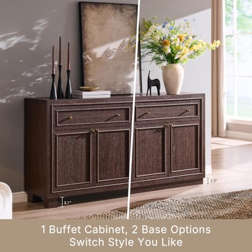 63" Modern Farmhouse Buffet Cabinet with Storage, Natural Walnut, view 4