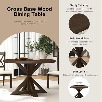 Windvale Cross-Buck Base Dining Table, Espresso