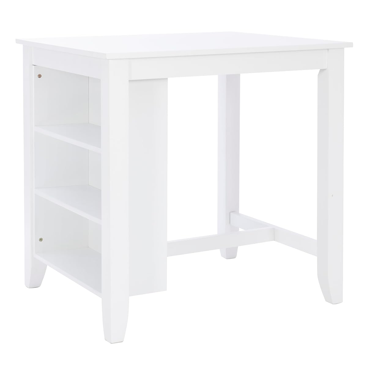 Powell Conolly White Counter Height Space Saving Dining Table with Storage Shelves