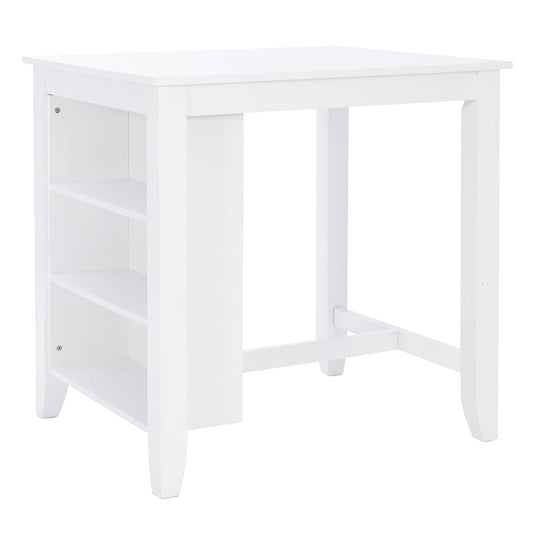 Powell Conolly White Counter Height Space Saving Dining Table with Storage Shelves
