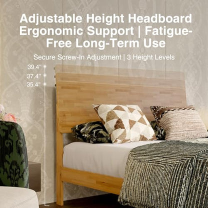 Queen Bed Frame with 3-Level Adjustable Storage Headboard, view 4