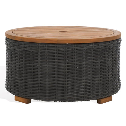SAFAVIEH Couture Collection Anguilla Dark Grey Faux Wicker Indoor/Outdoor Storage Coffee Table (Fully Assembled)