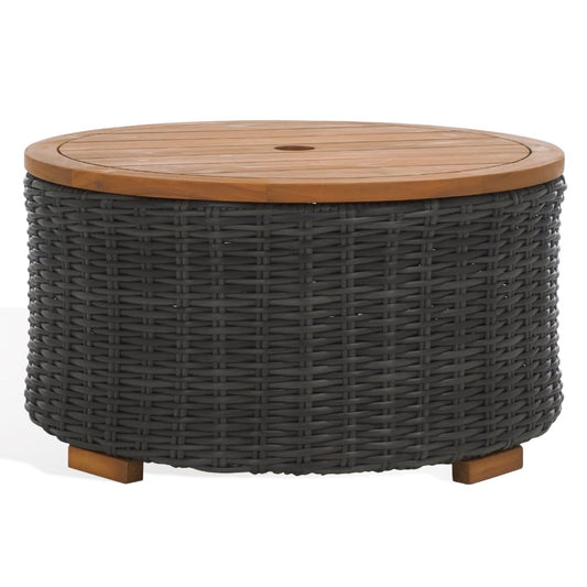 SAFAVIEH Couture Collection Anguilla Dark Grey Faux Wicker Indoor/Outdoor Storage Coffee Table (Fully Assembled)
