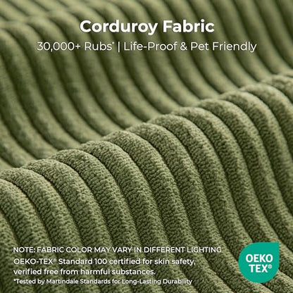 FlipNest Convertible Sleeper Sofa Bed Floor Sofa 3-in-1 No Assembly, Foldable Mattress with Corduroy Upholstery Olive Green, Lounge Loveseat Couch for Living Room Studio Guest Room