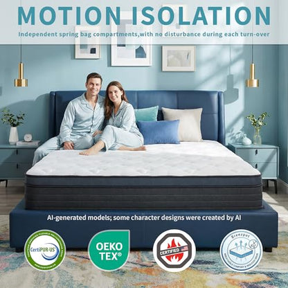 12 Inch Full Size Hybrid Mattress, Medium Firm, Motion Isolation, view 3