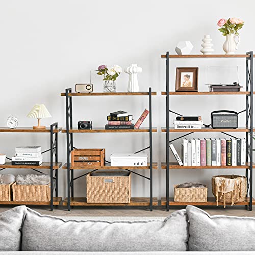 Bookshelf, 5-Tier Industrial Bookcase, Rustic Open Book Shelf, view 7